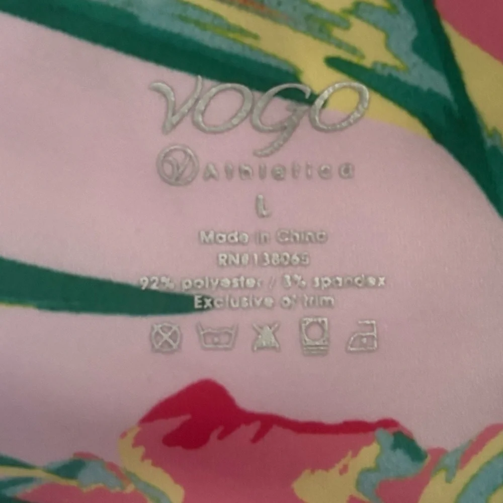 VOGO Athletica Tropical Floral Skort Pink Active Skirt w/ Built-In Shorts Size L